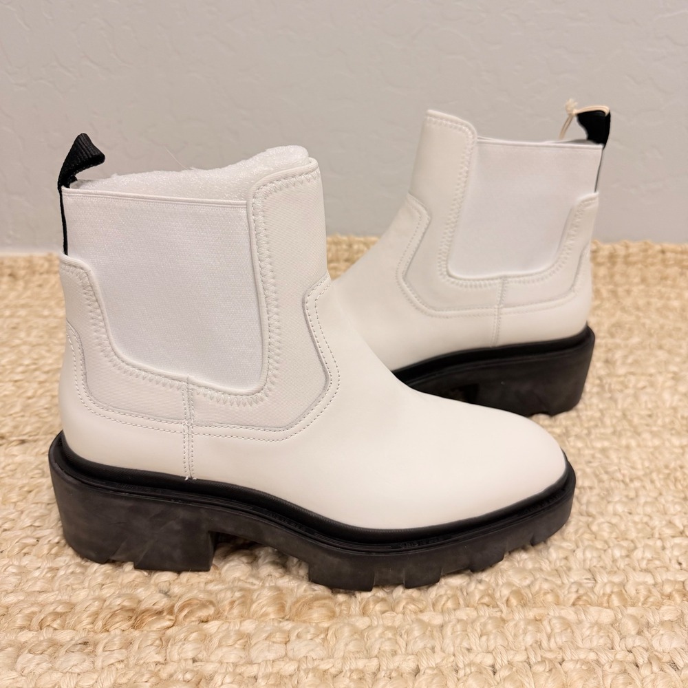 NEW Ash Mastro S White Leather Chelsea Lug Sole Ankle Boots‎ Size 39 EU 8.5/9 US